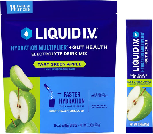 ® Hydration Multiplier® + Probiotic Kombucha - Tart Green Apple - Hydration Powder Packets | Electrolyte Drink Mix | Easy Open Single-Serving Stick | Non-Gmo | 14 Servings (Pack of 1)